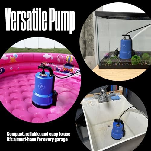 Westinghouse - 1/4 HP Pool Cover Pump, Automatic Submersible Pump with 25ft Power Cord, 1800 GPH Water Removal for Pool, Hot Tubs