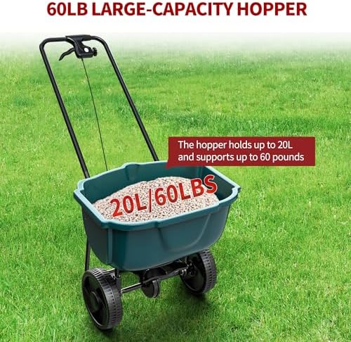 YITAMOTOR 60 lb Walk Behind Lawn Garden Spreader for Seeds Fertilizer | Push Broadcast Spreader for Garden Grass with Easy to Use Flow Control