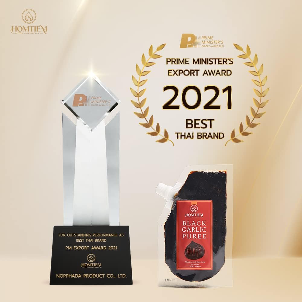Homtiem Black Garlic Puree 150g. (Made from Solo Black Garlic 100%), Whole Black Garlic Fermented for 90 Days, Non-GMOs, High in Antioxidants