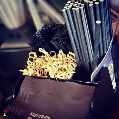 GDMINLO 100 Pack Paper Straws Black Eco-Friendly Drinking Biodegradable for Party Supplies, Bridal/Baby Shower, Birthday, Mixed Drinks, Weddings