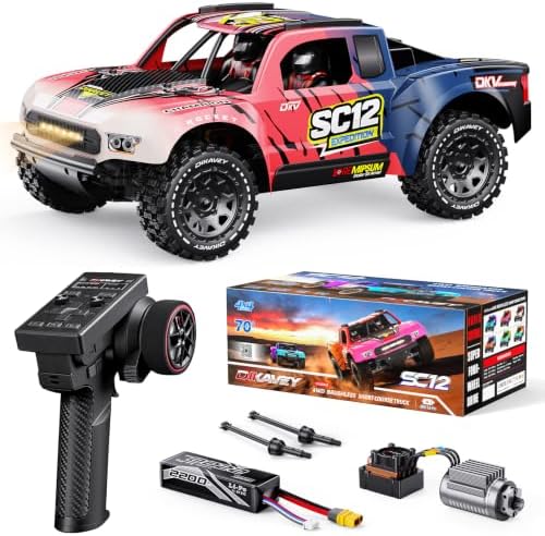 1/12 Brushless Remote Control Car RTR, 42MPH (70+Km/H 4WD Rc Short-Course Truck, Amateur-Level Rc Drift Car, Equipped with 3s 2200 Mah Battery, All-Terrain Tires, Suitable for Adults-RED