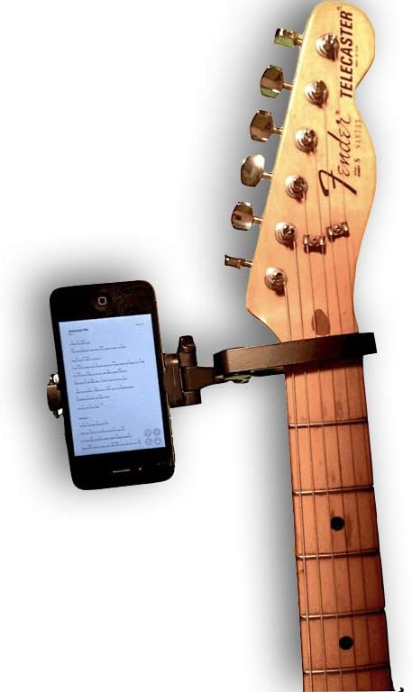 Smartphone Guitar Capo | Android and iPhone Compatible Dock Headstock Neck Clamp | Cell Phone Holder Aid Musicians | Electric or Acoustic Guitars