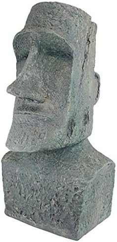 Design Toscano Easter Island Ahu Akivi Moai Monolith Garden Statue, Extra Large, 32 Inch, Cast Stone Resin, Grey Stone