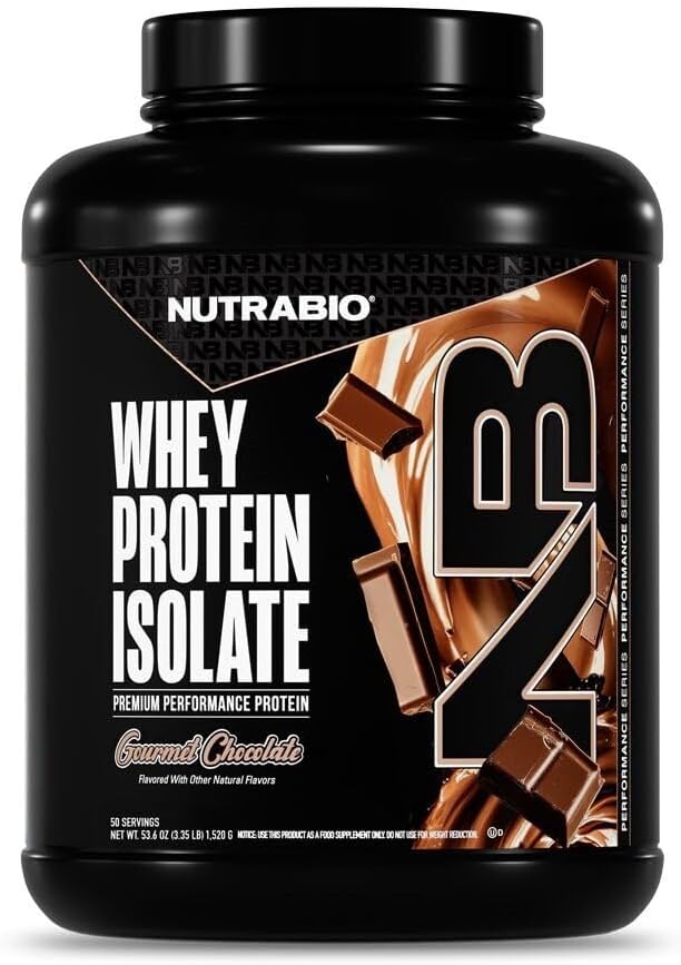 NutraBio 100% Whey Protein Isolate Protein Powder, 25g Protein with Complete Amino Acid Profile, Non-GMO, Soy & Gluten Free, Low Carb, Low Calorie Whey Protein Powder, Raw Unflavored, 20 Servings