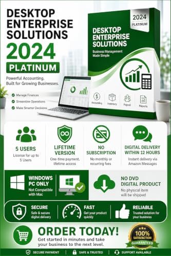 QB - Enterprise Solutions 2024 Platinum | 5 Users | Lifetime Version | No Subscription | Only for PC not for Mac | Instant Message Delivery (12 hrs)