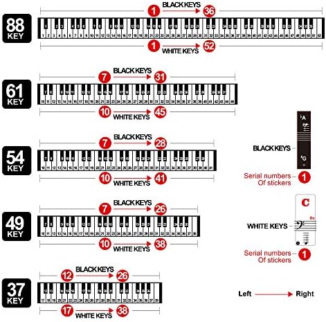 Piano Keyboard Stickers for 88/61/54/49/37 Key, Bold Large Letter Piano Stickers for Learning, Removable Piano Keyboard Letters