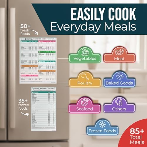Cathy Yoder's Air Fryer Cheat Sheet Set, Air Fryer Accessories, AirFryer Cooking Guide Magnetic Cheat Sheet
