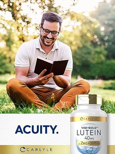 Carlyle Lutein and Zeaxanthin Supplement | 40mg | 180 Softgels | Pills for Eyes | Eye Health Vitamins | Visi-Gold | Non-GMO and Gluten Free