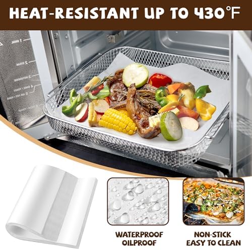 120PCS Air Fryer Liners Disposable for Emeril Lagasse 26QT Air Fryer | Unbleached Non-Stick Parchment Paper Sheets Accessories for Emeril Lagasse French Door 360 Air Fryer 26QT Toaster Oven