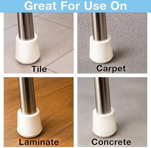SoftTouch 7/8" Round Non-Marking Rubber Slip-On Chair Leg Tips, Nonslip Protective Furniture Leg Caps for Chairs, Stools, and Tables on Hard Surfaces