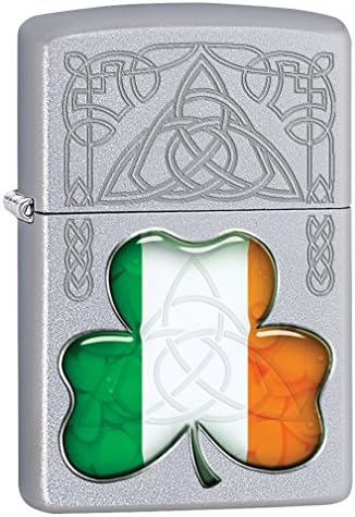 Zippo Lighter: Ireland Flag and Symbols - Satin Chrome 77118
