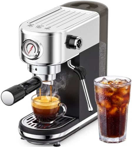 atatix 20 Bar Espresso Machine with Milk Frother, Compact Espresso Maker | Stainless Steel Coffee Machine with Precise Temp Control, 44oz Removable Water Tank for Latte, Cappuccino, White