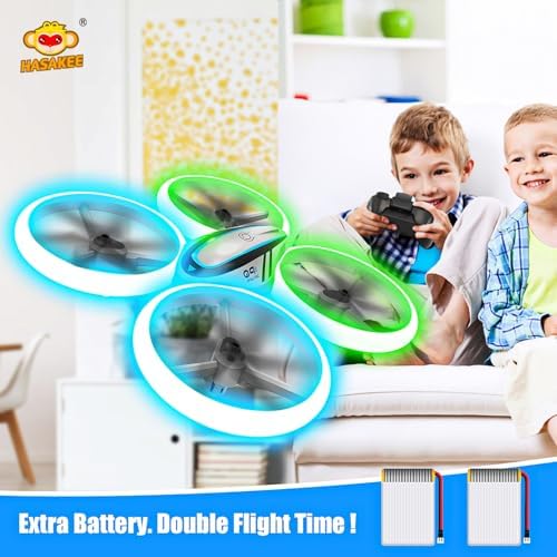 Q9s Drones for Kids,RC Drone with Altitude Hold and Headless Mode,Quadcopter with Blue&Green Light,Propeller Full Protect,2 Batteries and Remote Control,Easy to fly Kids Gifts Toys for Boys and Girls