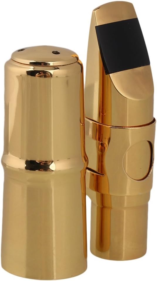 Yibuy #6 Golden Brass B-flat Soprano Saxophone Mouthpiece with Ligature Reed