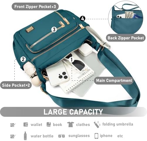 NPBAG Crossbody Bag for Women, Shoulder Purse Handbag Messenger Bag, Trendy Pocketbooks, Waterproof and Multi-Pockets