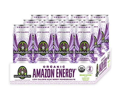Sambazon Organic Amazon Energy Drink, Jungle Love, Acai Berry and Passionfruit, 12 Fl Oz (Pack of 12)