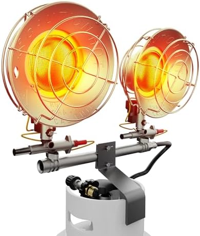 30000 BTU Propane Heater Outdoor, Double Tank Top Cordless Radiant Gas Heater, Tip-Over Protection, Safety Shut-off Valve for Patio, Camping, Fishing
