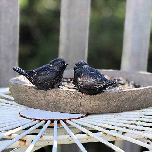 Bird Bath with 2 Snails, Off White Stone Finished Basin and Brown, All Weather Poly Resin, 8 1/4 inches Diameter (21cm)