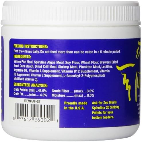 Zoo Med Spirulina 20 Flake Fish Food, 4-Ounce