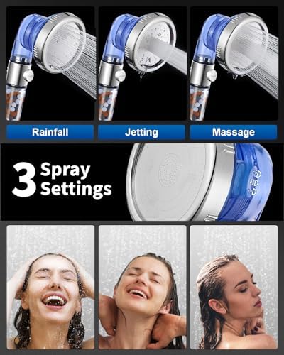 Filtered Shower Head with Handheld, High Pressure, for Hard Water