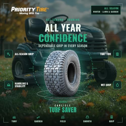 Carlisle Turf Saver Lawn & Garden Tire - 18X8.50-8 | Lawn Mower & Garden Tractor All Season Traction 58A3 Rated 2 Ply Bias Construction Black