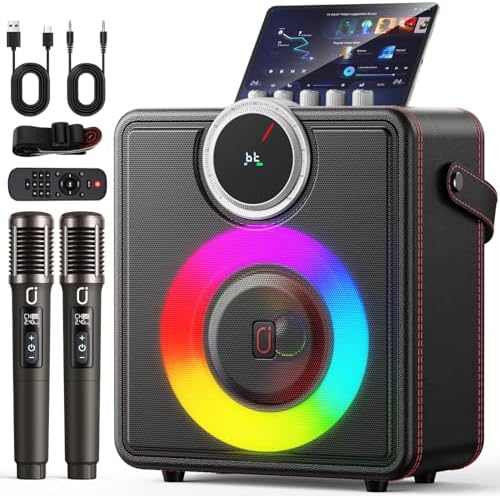 JYX Karaoke Machine with 2 Wireless Microphones, Bluetooth Party Speaker | Powerful Bass & Clear Vocals for Karaoke, 24H Portable Entertainment