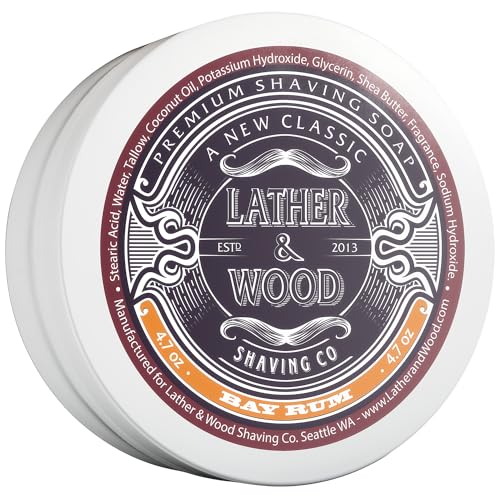 Lather & Wood Shaving Soap - Sandalwood - Simply The Best Luxury Shaving Cream - Tallow - Dense Lather with Fantastic Scent for The Worlds Best Wet Shaving Routine. 4.6 oz (Sandalwood)