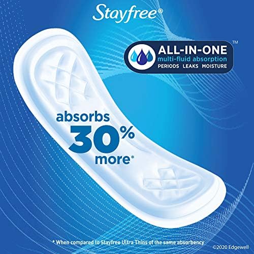 Stayfree Maxi Super Pads Wingless, Period and Leaks, 66 ct