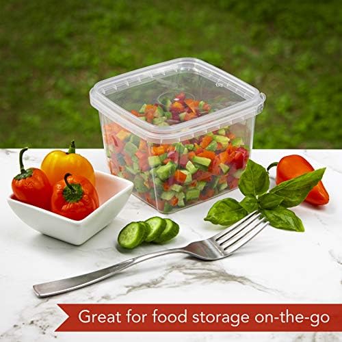 NYHI 32 oz 20 Pack Square Clear Deli Containers with Lids Disposable BPA Free Square Plastic Food Storage Containers with Lids Airtight for Meal