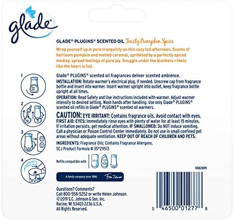 Glade PlugIns Scented Oil Air Freshener Refill 5 CT | Toasty Pumpkin Spice Scent - 0.67 Ounce Each | 3.35 FL. OZ. Total - Limited Edition