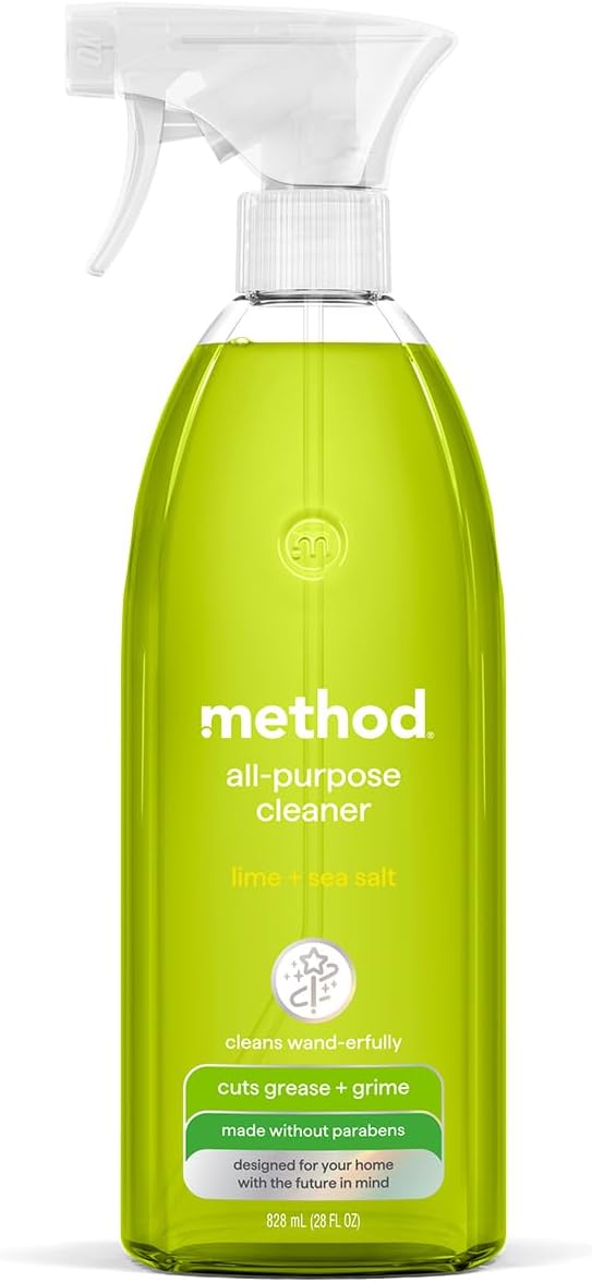 method All-Purpose Cleaner Spray, Lime + Sea Salt, 28 fl oz | Cuts Grease & Grime on Counters, Glass, Sealed Wood & Floors, for Kitchen & Bathroom, Controlled Mist, Streak Free