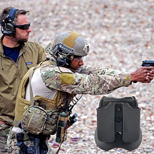 Double Mag Pouch Fit Glock 9mm/.40 Cal Magazines | Polymer Paddle Holster with 360°Adjustable Cant , Ambidextrous, Outside Waistband, Black