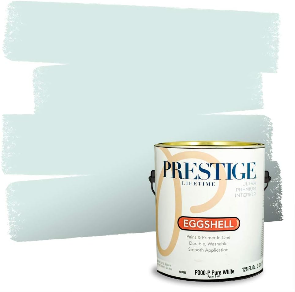 PRESTIGE Paints E100-T-SW6241 Exterior Paint and Primer in One, 1-Gallon, Flat, Comparable Match of Sherwin Williams Aleutian, 1 Gallon, SW18-Aleutian