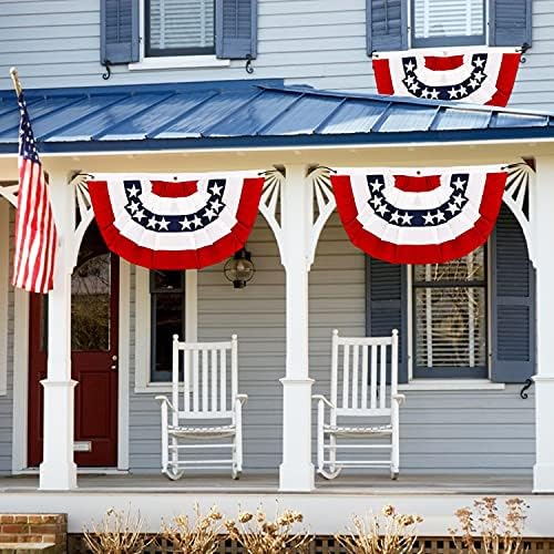 3 Pack USA 250th Anniversary American Pleated Fan Flag 4th of July Decorations