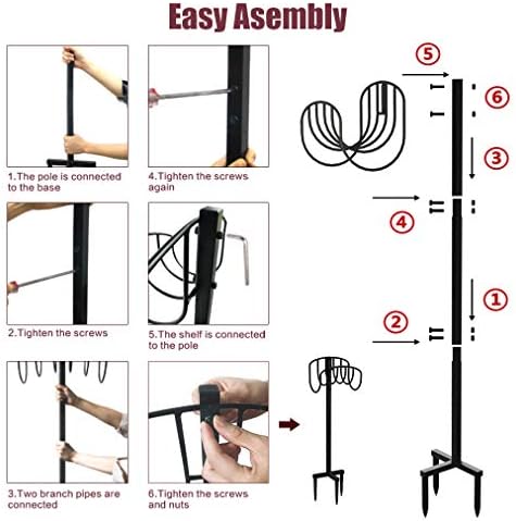 Artigarden Freestanding Garden Hose Holder Hanger, Heavy Duty Metal Water Hose Reel Storage Stand Rack for Yard Lawn, Bright Black (Hose not Included)