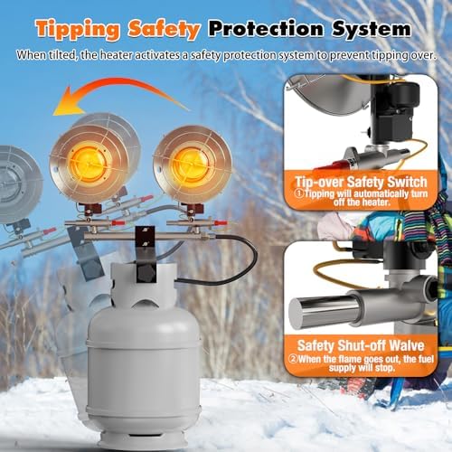 SISUPASSIE 30000BTU Propane Heater, Portable Propane Heater for Outdoor Use with 3 Adjustable Modes and Safety Shut-off Valve for Patio, Camping