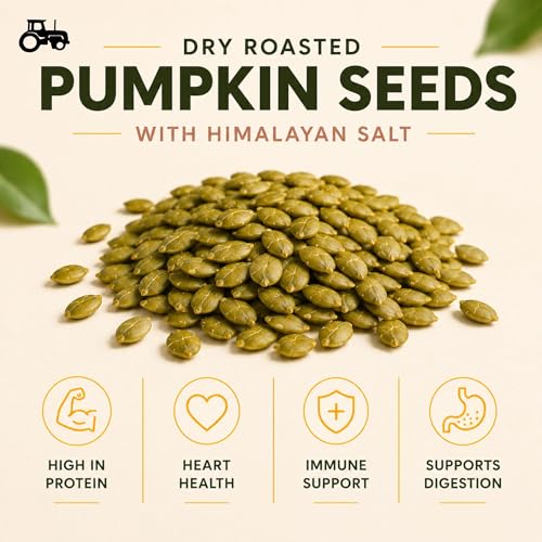 Farm Fresh Nuts Dry Roasted Pepitas Pumpkin Seeds (1LB) - Himalayan Salted | 1LB, Dry Roasted Pepitas, Pumpkin Seeds, Himalayan Salt, No Oil Added, OU Kosher