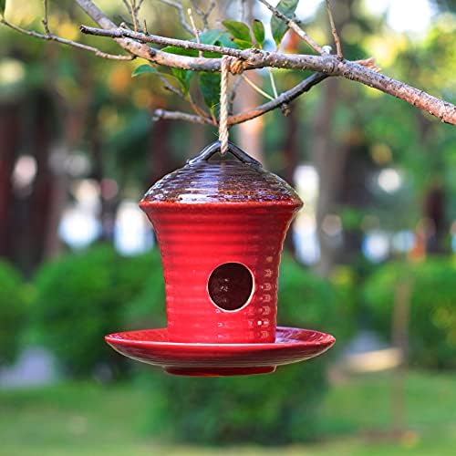 Kimdio Birdhouse Ceramic Hanging Birdhouses Bird Hut Hanging Outdoor Birdhouse for Wild Birds, Finch, Cardinal, and Bluebird - Blue