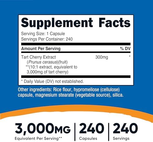 Nutricost Tart Cherry Extract 240 Vegetarian Capsules, Gluten-Free | 240 Servings per Bottle, GMO-Free