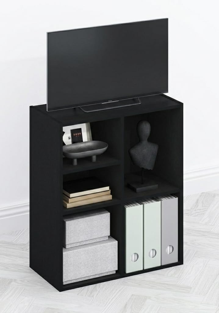 Furinno Moretti 3-Tier Metal Frame TV Stand, French Oak Grey
