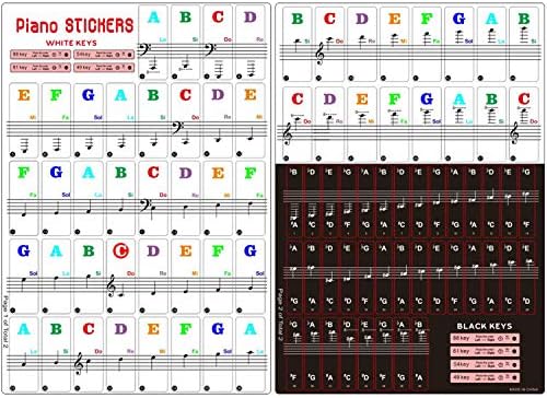 Piano Keyboard Stickers for 88/61/54/49/37 Key, Bold Large Letter Piano Stickers for Learning, Removable Piano Keyboard Letters