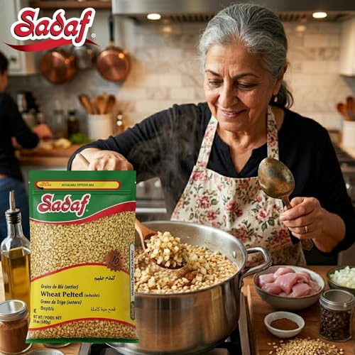 Sadaf Wheat Pelted - Wheat Berries for Cooking and Food Flavoring - Vegan Recipes - Trigo en Grano - Middle Eastern Cuisine - Kosher - 24 oz Resealable Bag