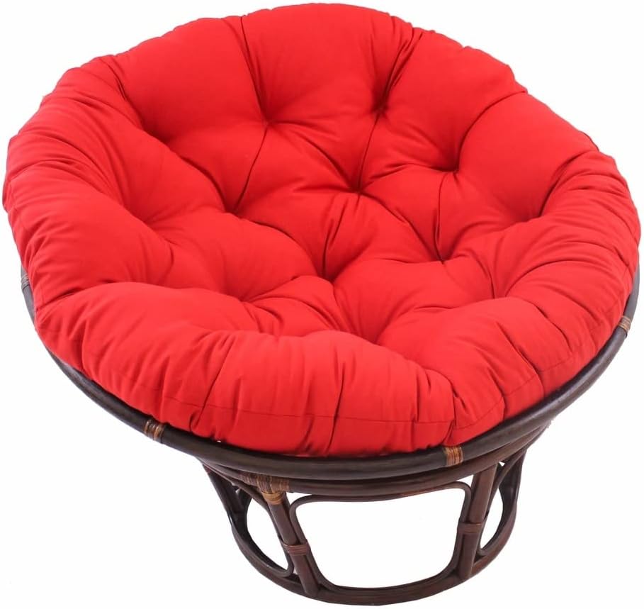 Furniture Piece 42-Inch Rattan Papasan Chair with Solid Twill Cushion