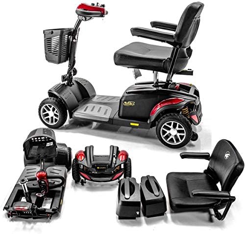 BUZZAROUND EX Extreme 4-Wheel Heavy Duty Long Range Travel Scooter, Red, 18-Inch Seat