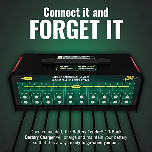 Battery Tender 10 Bank Multibank Charger - 40 AMP (4 AMPs Per Bank) - Selectable 12V / 6V - Smart and Switchable 12V Multi Battery Charger and