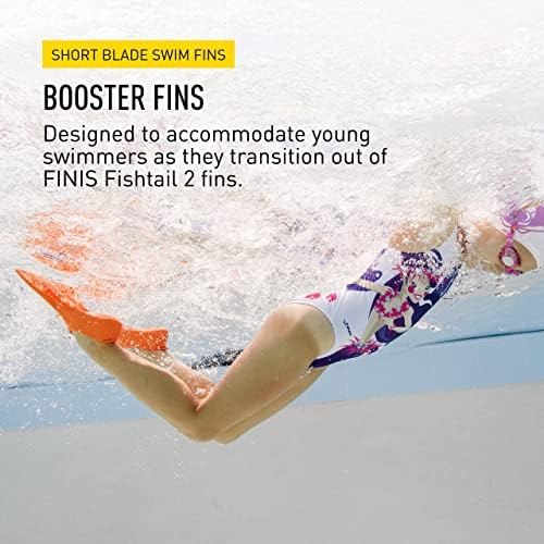 FINIS Booster Swim Fins for Kids - Floating Rubber Fins - Teaches Kick Technique - Open-Toe Design - Comfortable Fit