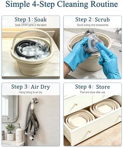CPAP Cleaning Supplies Kit - CPAP Hose Cleaner Brush, CPAP Hose Holder, Mask Holder