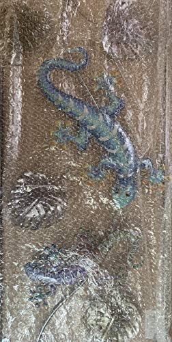 Metal Gecko Wall Art 3D Plaque Decor Lizard Sculpture for Outdoor Backyard Fence Patio Garden Pool Side Or Indoor Bathroom Living Room Bedroom Hallway