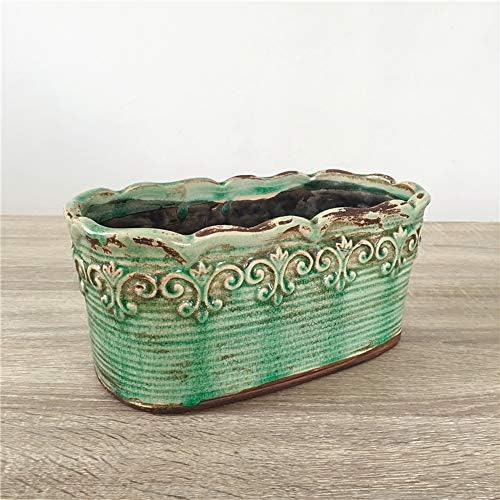 Blue Rectangular Ceramic Succulent Planter, 10 Inch, Indoor Use