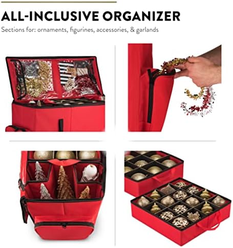 ZOBER All in One Christmas Ornament Storage Box & Decoration Container - Easy Access Removable Trays